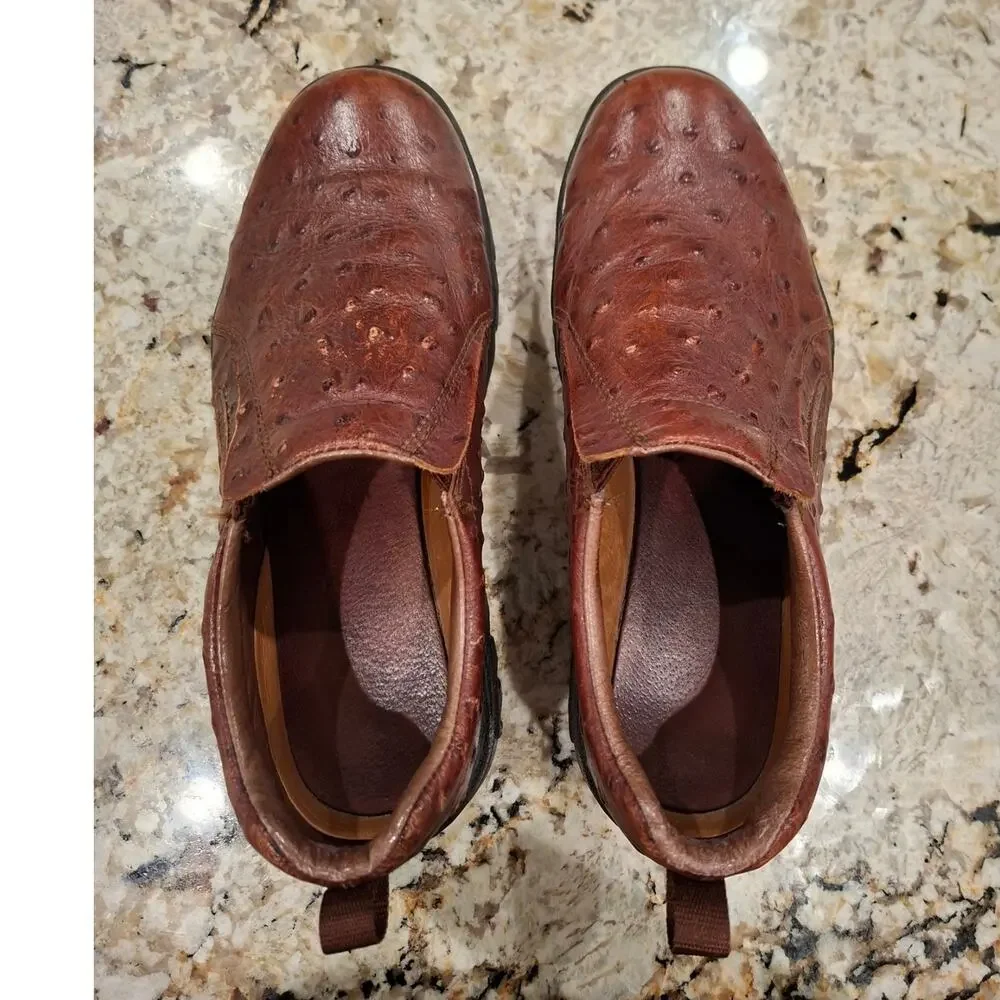 Roper Performance Mens Shoes Slip Ons Ostrich Casual Sz 9 Brown